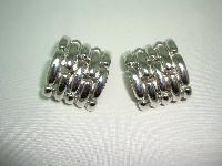 1980s Signed Givenchy Classy Wide Chain Link Clip On Silver Earrings
