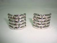 1980s Signed Givenchy Classy Wide Chain Link Clip On Silver Earrings