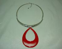 Stunning Contemporary Red Enamel Silver Statement Collar Necklace Wow!