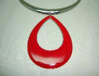 Stunning Contemporary Red Enamel Silver Statement Collar Necklace Wow!
