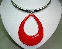 Stunning Contemporary Red Enamel Silver Statement Collar Necklace Wow!
