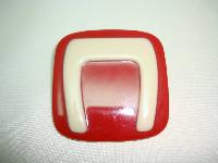 1970s Unique and Contemporary Large Red and Cream Lucite Square Brooch