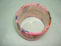 Stunning Wide Chunky Pink Flower Print Design Acrylic Cuff Bangle Fab!