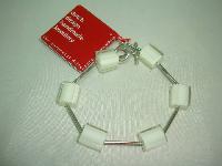 Signed Zsiska Designer Contemporary White Lucite Cube Link Bracelet 