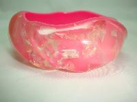Fab Wide Chunky Barbie Pink Sparkle Swirl Design Lucite Cuff Bangle