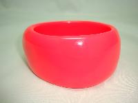 Fabulous Funky Chunky Wide Sunset Hot Coral Lucite Plastic Cuff Bangle