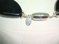 Signed Jaeger Chunky Grey Black Cream Lucite Moonglow Bead Necklace 