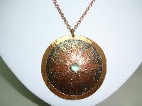 1960s Signed Moda Designer Large Copper Flower Pendant and Earrings