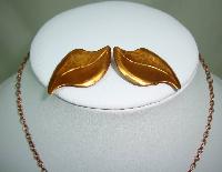 1960s Signed Moda Designer Large Copper Flower Pendant and Earrings