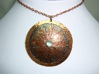 1960s Signed Moda Designer Large Copper Flower Pendant and Earrings