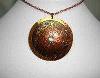 1960s Signed Moda Designer Large Copper Flower Pendant and Earrings