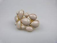 Fabulous Wide Chunky Grey Clamper Cuff Goldtone Hinged Bangle Bracelet