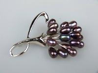 Beautiful Real Black Freshwater Pearl Flower Spray Figural Brooch