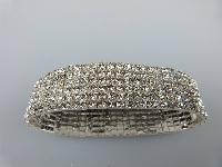 Glamorous Vintage 50s Style Wide Sparkling Diamante Stretch Bracelet