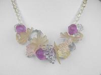 Vintage 70s Fabulous Colourful Fruits Lucite Cluster Bead Necklace WOW