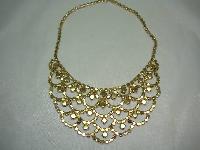 1950s Glam Aqua Blue Diamante Festoon Cascade Necklace Statement Piece