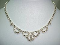 Vintage 50s Pretty Diamante Cascade Drop Sparkling Necklace