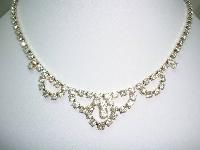Vintage 50s Pretty Diamante Cascade Drop Sparkling Necklace