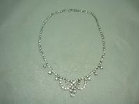 Vintage 50s  Glam Teardrop Shaped Diamante Scallop Drop Necklace