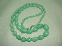 Vintage 70s Long Graduating Genuine Jadite Jade Bead Necklace Quality