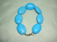 Lovely Chunky Real Turquoise Stone Smooth Oval  Bead Bracelet