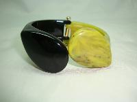 Stylish Jaeger Black & Green Chunky Clamper Bangle Bracelet WOW!