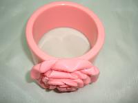 Fabulous Wide Chunky Pink Flower Acrylic Bangle Statement Piece!