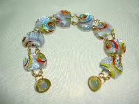 Quality Colourful Murano Foil Glass Bead Bracelet Magnetic Clasp Fab!