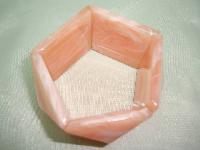 Vintage 50s Chunky Wide Pink Marbled Lucite Stretch Panel Bracelet