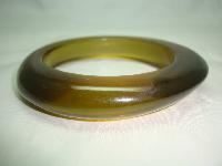 Vintage 70s Unusual Clear Olive Green Lucite Irregular Shaped Bangle 