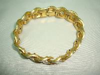 Vintage 80s Fab Quality White Enamel Goldtone Plait Design Bracelet 