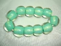 Unusual and Quirky Chunky Green and Clear Lucite Bead Stretch Bracelet