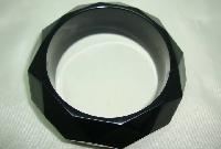 Stunning Black Chunky Diamond Cut Plastic Acrylic Wide Bangle Stylish