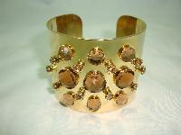 Fab Amber Coloured Diamante Goldtone Wide Cuff Bangle Statement Piece!