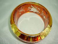 1950s Style Chunky Clear Amber  Lucite Reverse Carved Flower Bangle