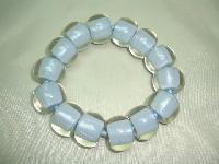 Unusual and Quirky Chunky Blue and Clear Lucite Bead Stretch Bracelet