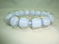Unusual and Quirky Chunky Blue and Clear Lucite Bead Stretch Bracelet