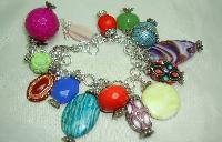 Fabulous One Off Design Multicoloured Glass and Lucite Charm Bracelet