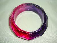 Fab Wide Pink Purple Crackle Effect Lucite Diamond Cut Facet Bangle