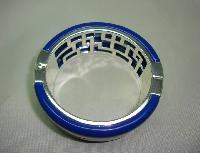 Quality Heavy Blue Acrylic Silvertone Wide Clamper Cuff Bangle Fab!