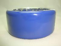 Quality Heavy Blue Acrylic Silvertone Wide Clamper Cuff Bangle Fab!