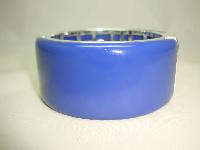 Quality Heavy Blue Acrylic Silvertone Wide Clamper Cuff Bangle Fab!