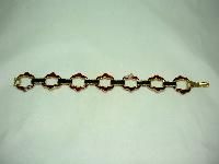 1980s Signed Avon Black and Gold Enamel Fancy Link Goldtone Bracelet