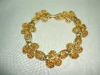Vintage 80s Signed Napier Fancy Floral Link Design Goldplated Bracelet