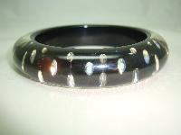 Vintage 50s Style Clear Lucite AB Diamante Sparkle Black Bangle