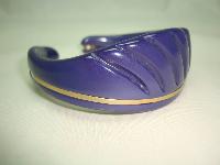 Vintage 50s Curvy Purple Moonglow Lucite Carved Gold Bangle Super!