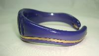 Vintage 50s Curvy Purple Moonglow Lucite Carved Gold Bangle Super!