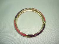 Vintage 80s Pink and Purple Enamel Stripe Goldtone Hinged Bangle Fab!