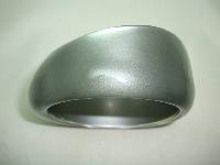 Fabulous Chunky Silver Grey  Lucite Acrylic Moonglow  Wide Bangle
