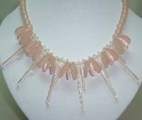 Vintage 70s Contemporary Pretty Pink Lucite Circles Drop Bead Necklace